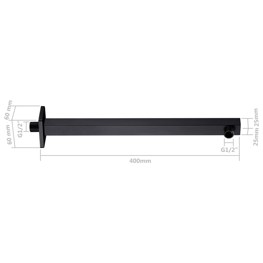 vidaXL Podporna ročica za tuš kvadratna nerjaveče jeklo 201 črna 40 cm