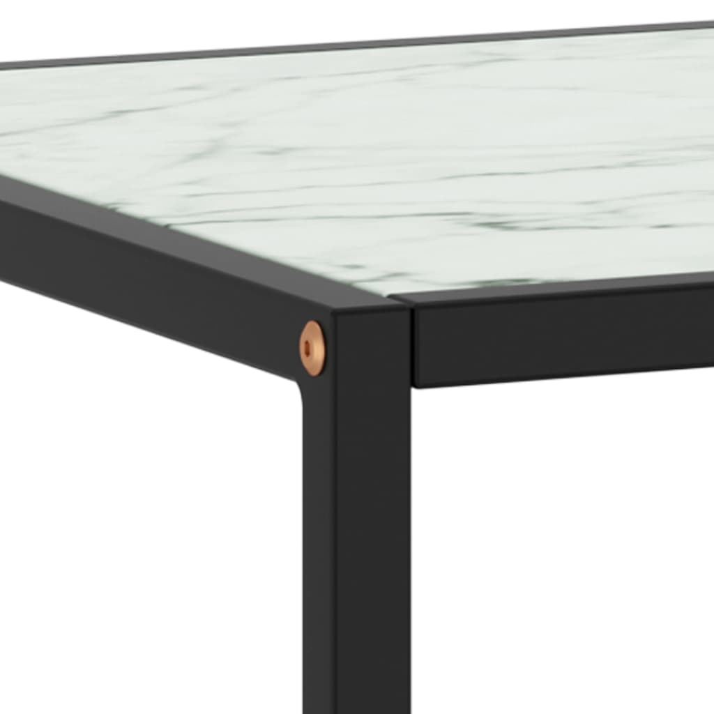 vidaXL Klubska mizica črna z belim marmornim steklom 100x50x35 cm