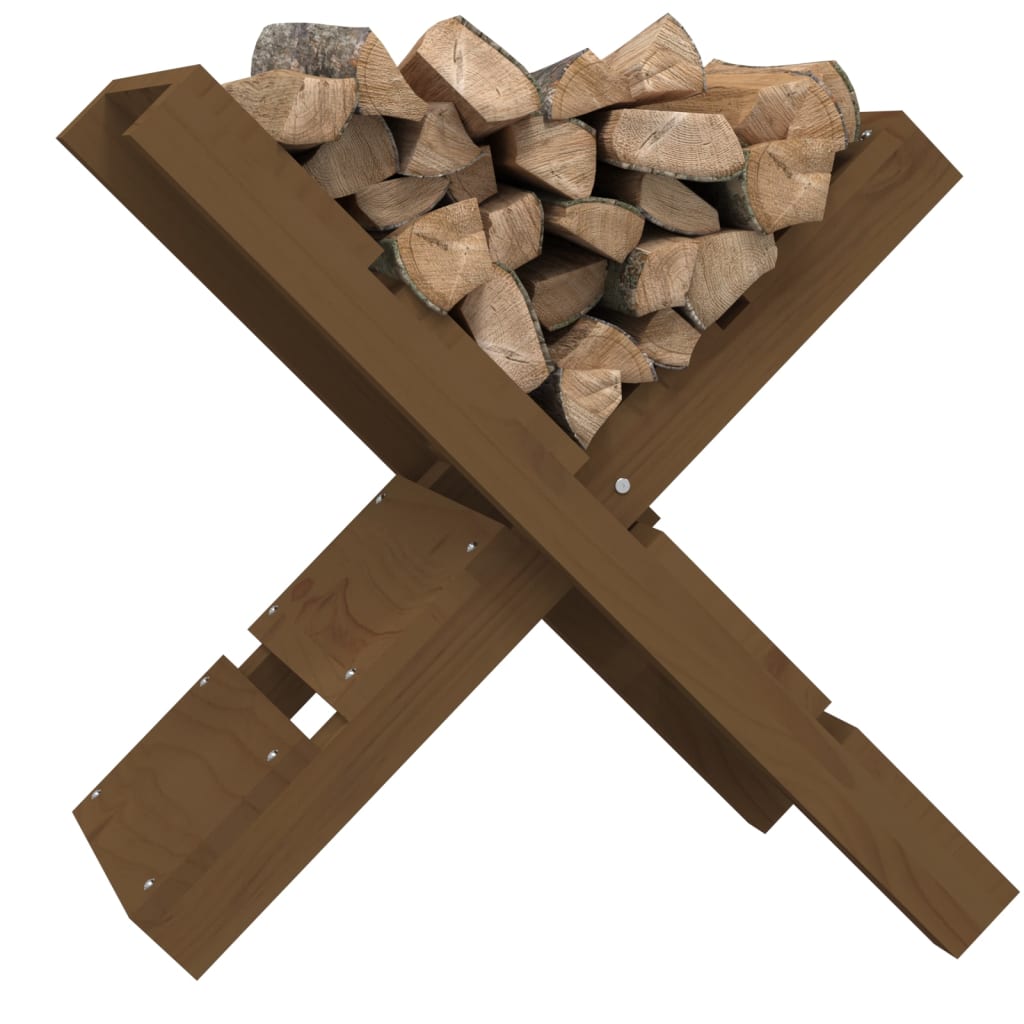 vidaXL Stojalo za drva medeno rjavo 47x39,5x48 cm trdna borovina