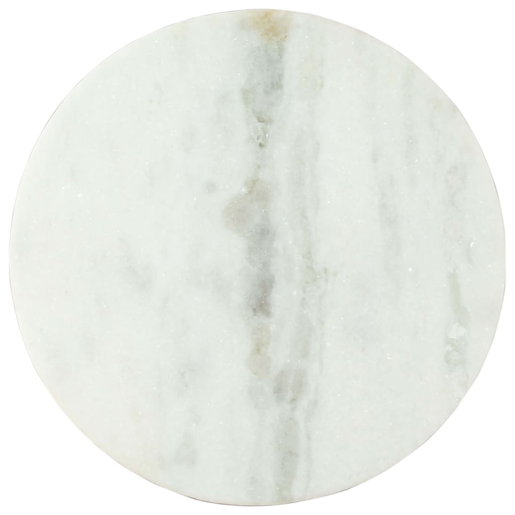 vidaXL Klubska mizica bela in črna Ø50 cm pravi trdi marmor