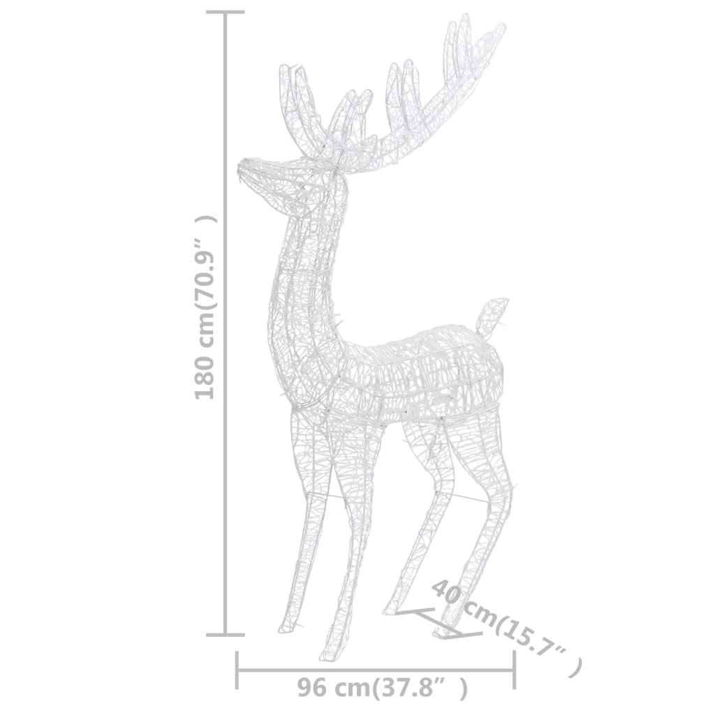 vidaXL XXL božični jelen iz akrila 250 LED lučk 180 cm hladno bel