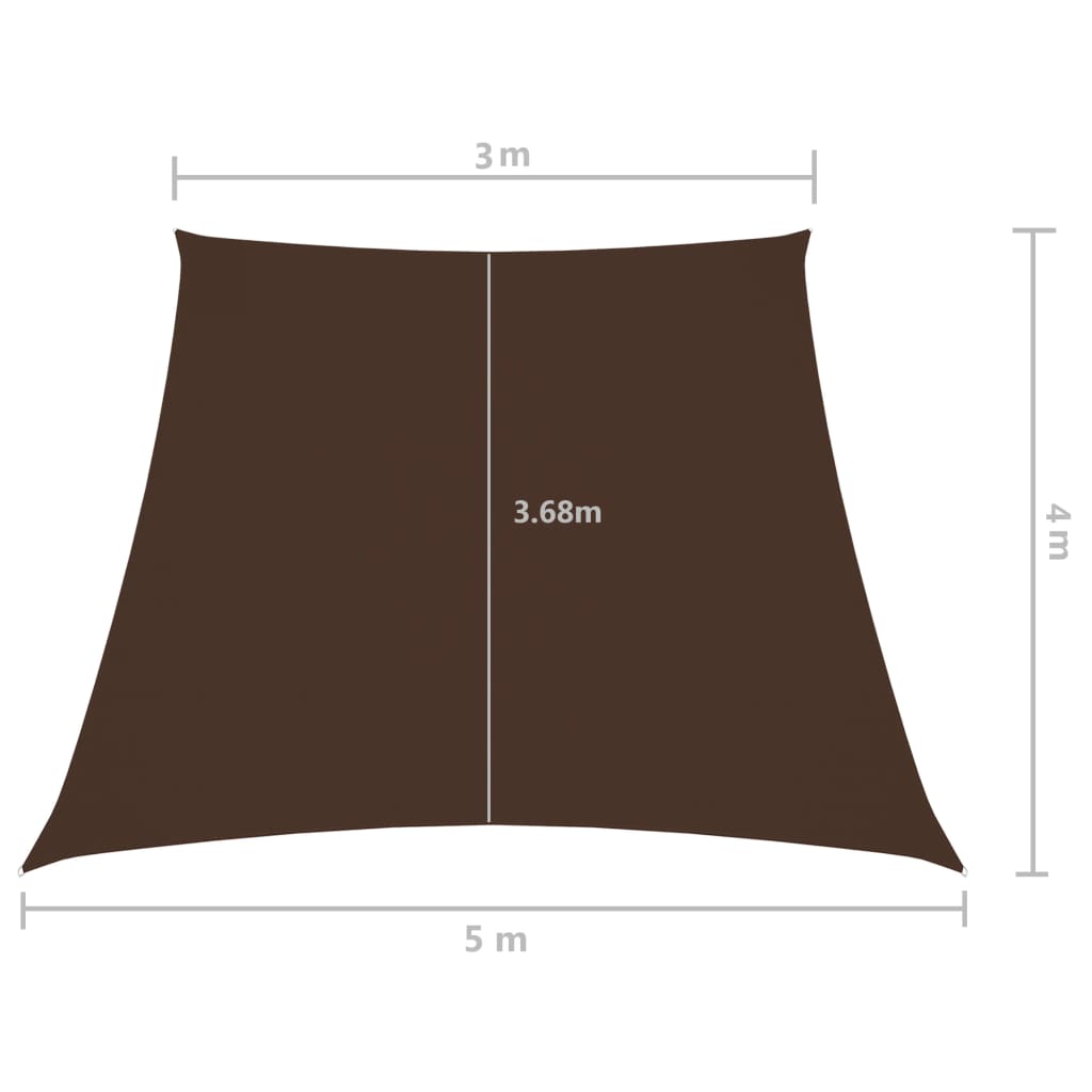 vidaXL Senčno jadro oksford blago trapez 3/5x4 m rjavo