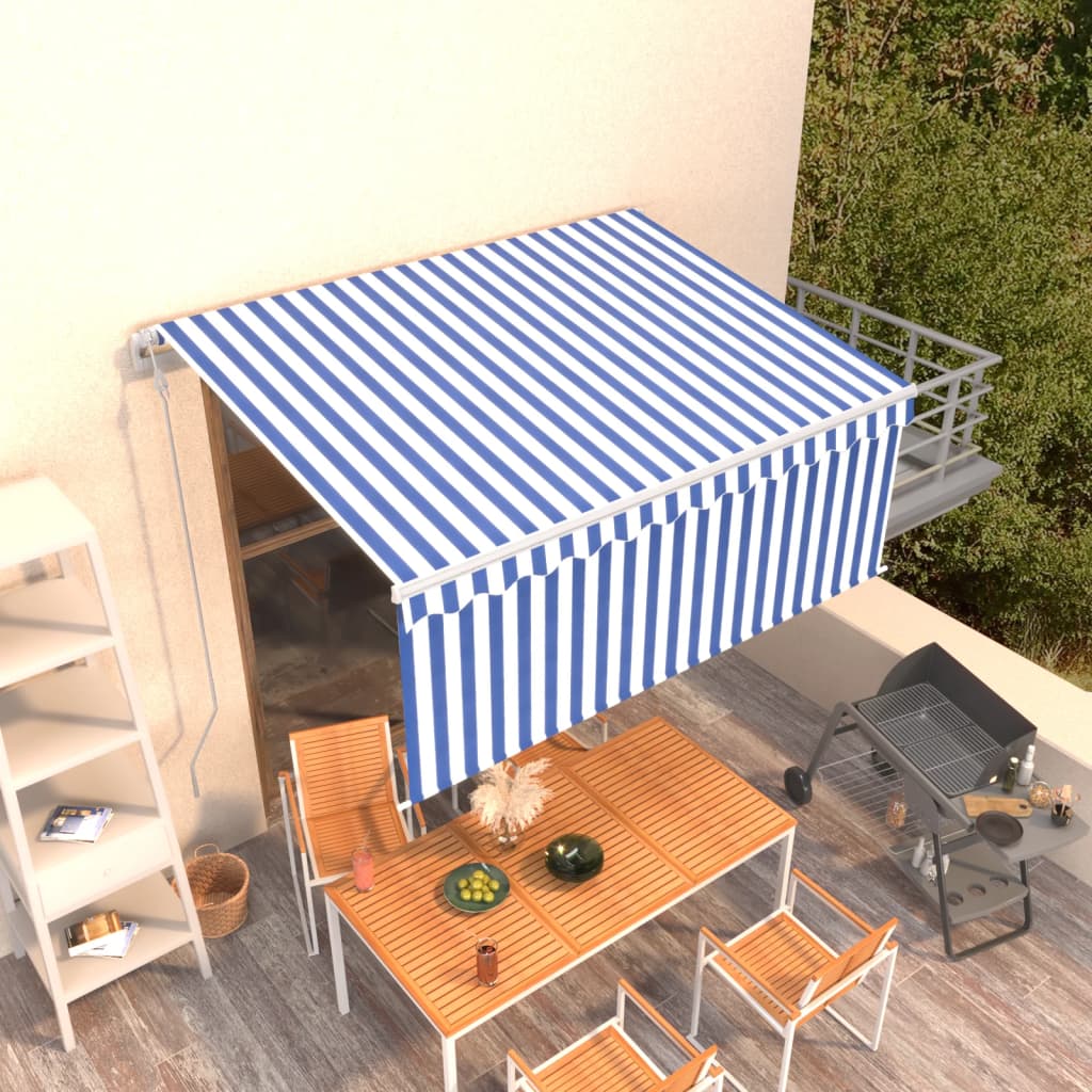 vidaXL Avtomatsko zložljiva tenda s senčilom 3x2,5 m modra in bela