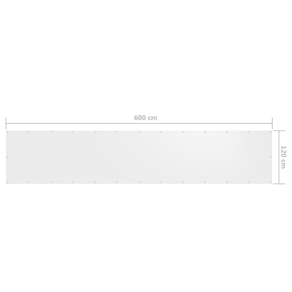vidaXL Balkonsko platno belo 120x600 cm oksford blago
