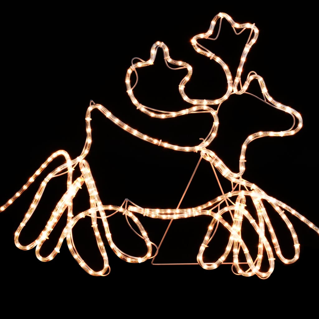 vidaXL Božični okras 4 XXL jeleni in sani 1548 LED lučk 500x800 cm