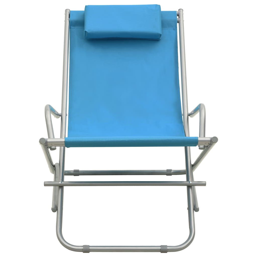 vidaXL Gugalni stol 2 kosa iz jekla modre barve