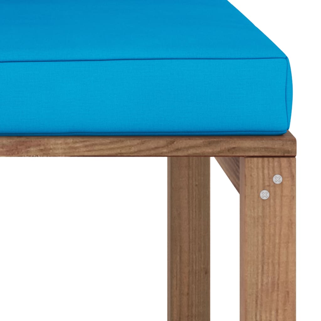 vidaXL Vrtni kotni kavč iz palet s svetlo modrimi blazinami