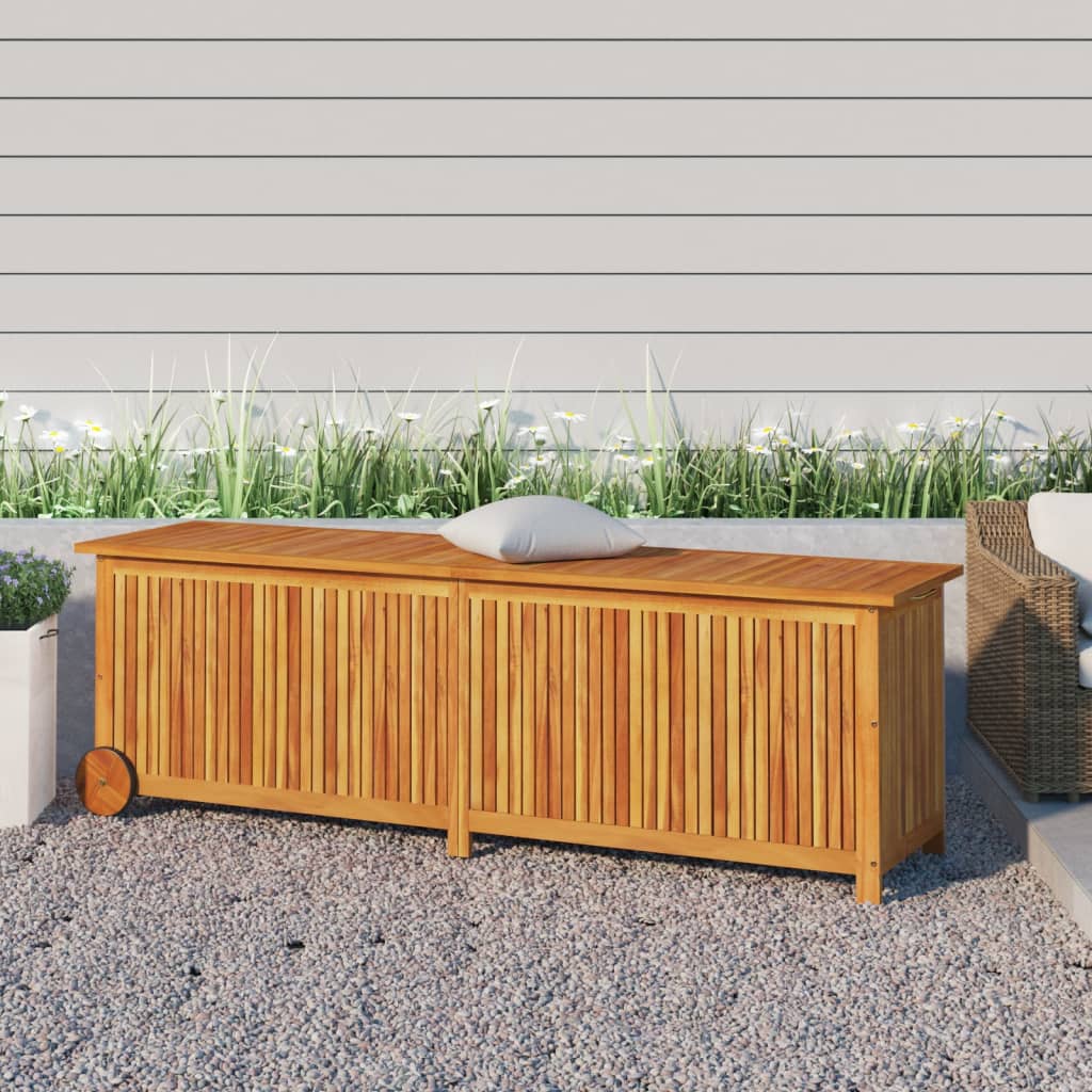 vidaXL Vrtna škatla s kolesi 150x50x58 cm trden akacijev les