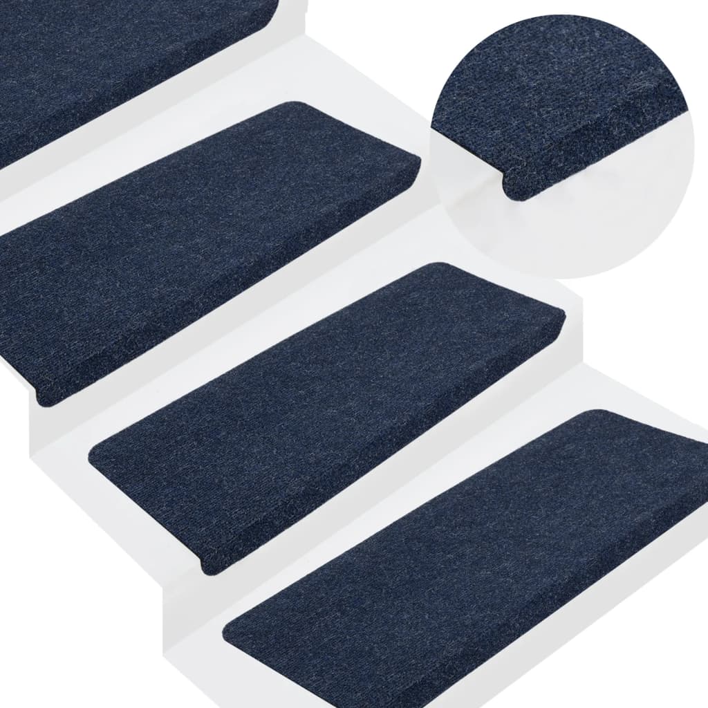 vidaXL Samolepilne preproge za stopnice 15 kosov 65x24,5x3,5 cm modre