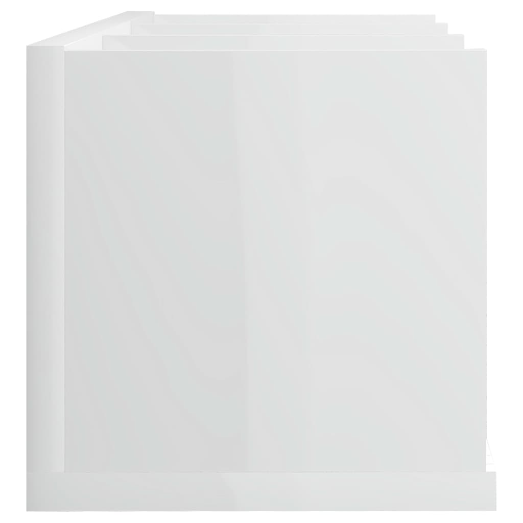 vidaXL Stenska polica za CD plošče visok sijaj bela 75x18x18 cm