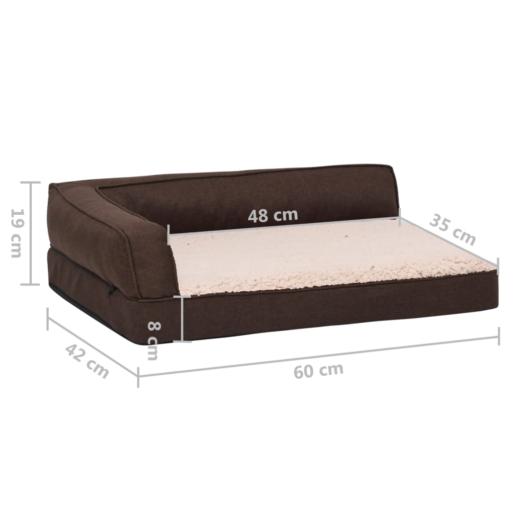 vidaXL Ergonomska pasja postelja 60x42 cm videz platna flis rjava