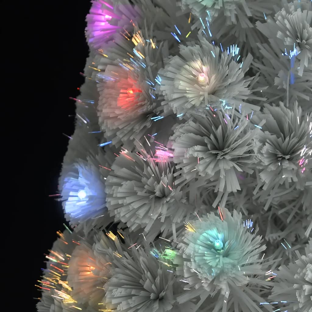 vidaXL Umetna osvetljena novoletna jelka bela 210 cm optična vlakna