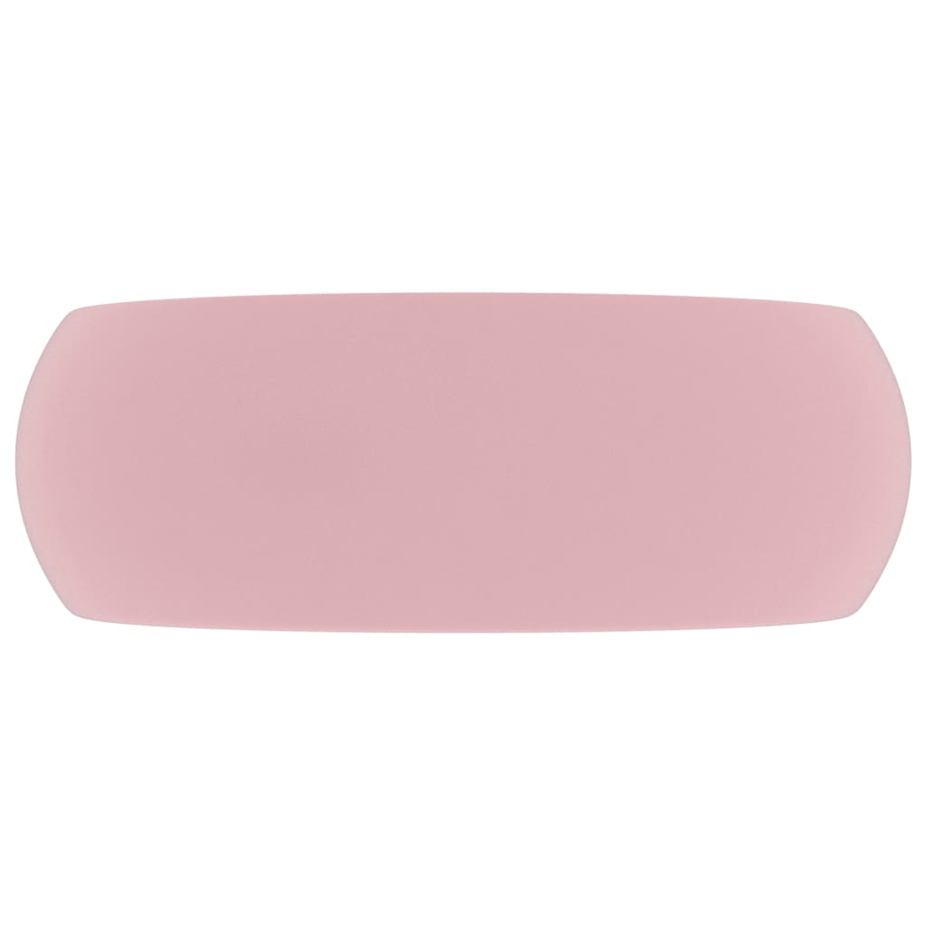 vidaXL Razkošen umivalnik okrogel mat roza 40x15 cm keramičen