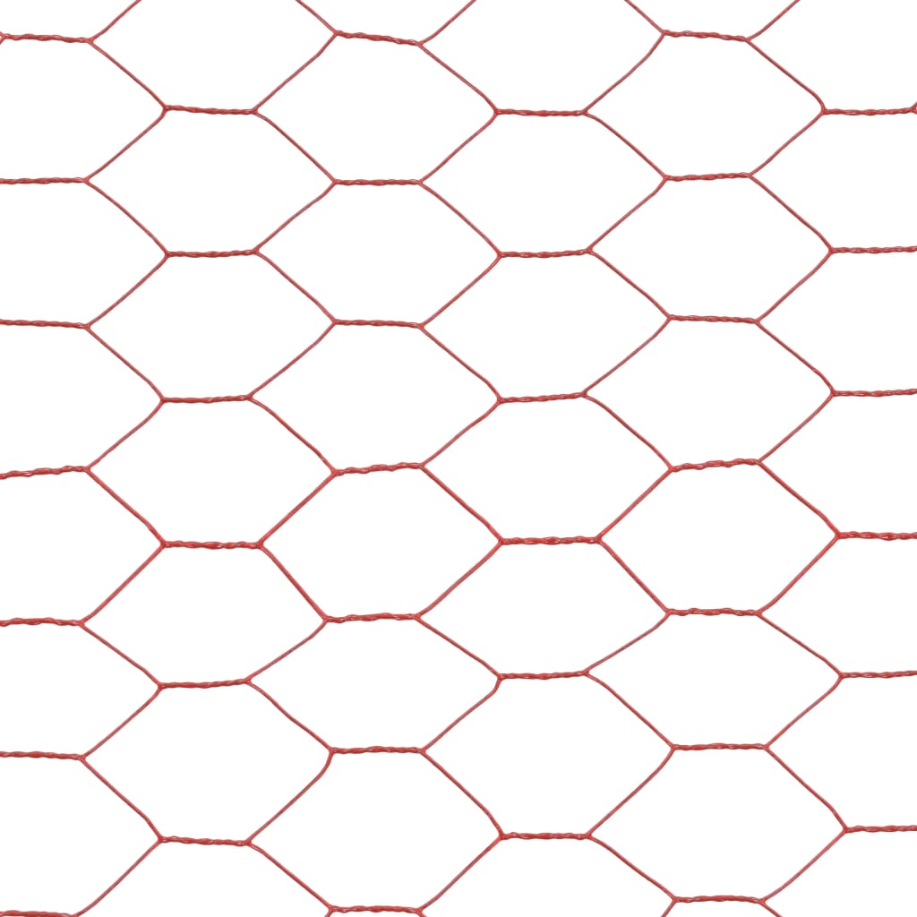 vidaXL Žična mreža za ograjo jeklo s PVC oblogo 25x1,2 m rdeča