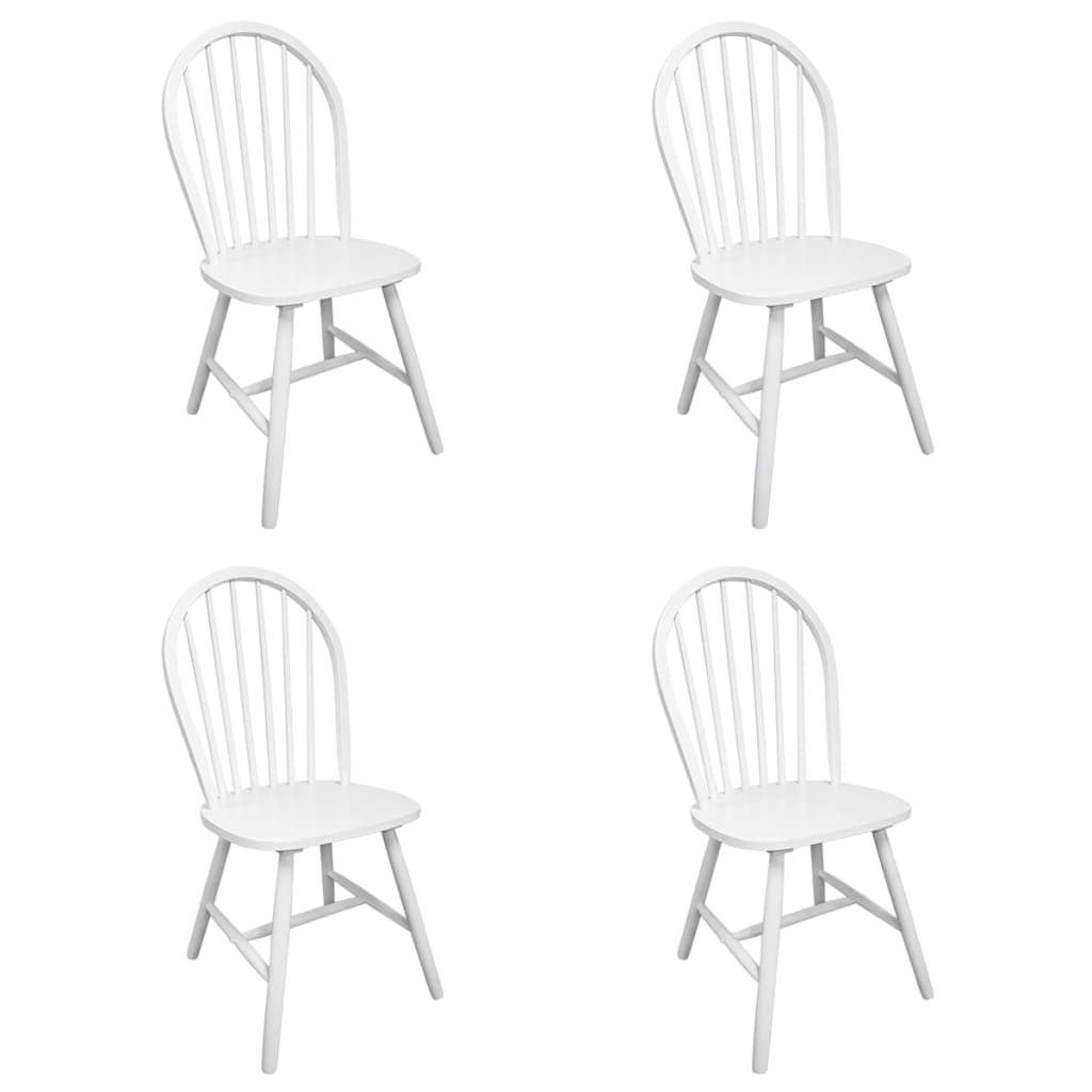 vidaXL Jedilni stoli 4 kosi beli iz trdnega kavčukovca