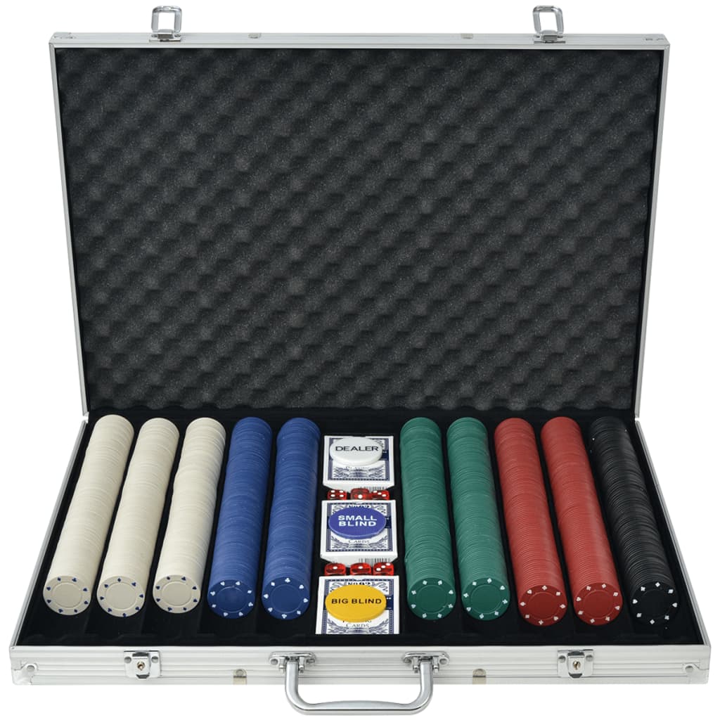 vidaXL Poker Set s 1000 Žetoni Aluminij