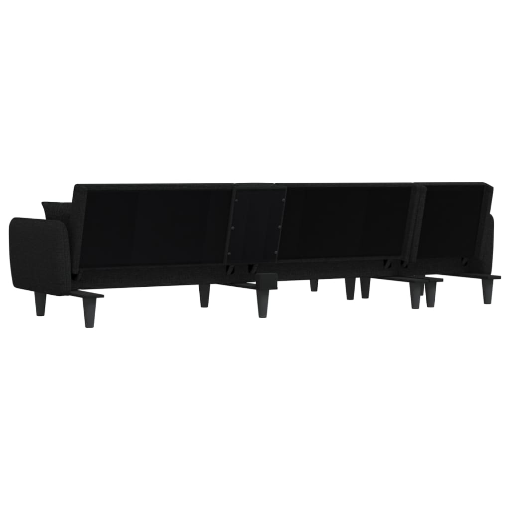 vidaXL Raztegljiv kavč L oblike črn 275x140x70 cm tkanina