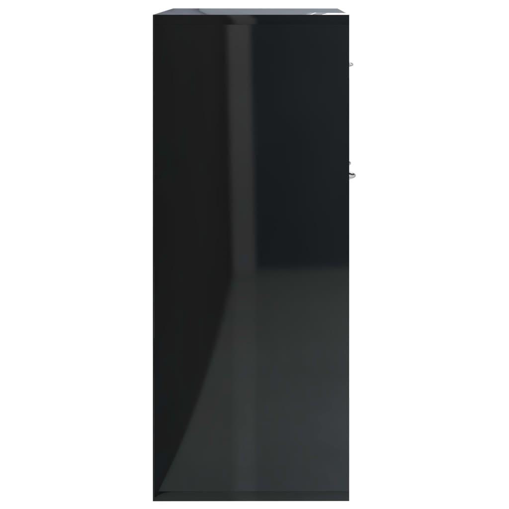 vidaXL Komoda visok sijaj črna 88x30x70 cm iverna plošča