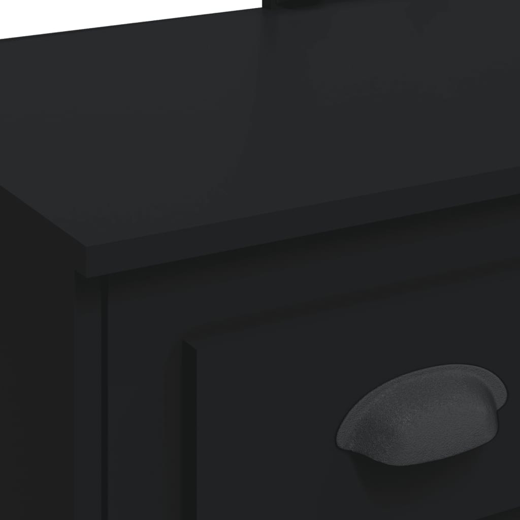 vidaXL Toaletna mizica z LED lučkami črna 90x42x132,5 cm