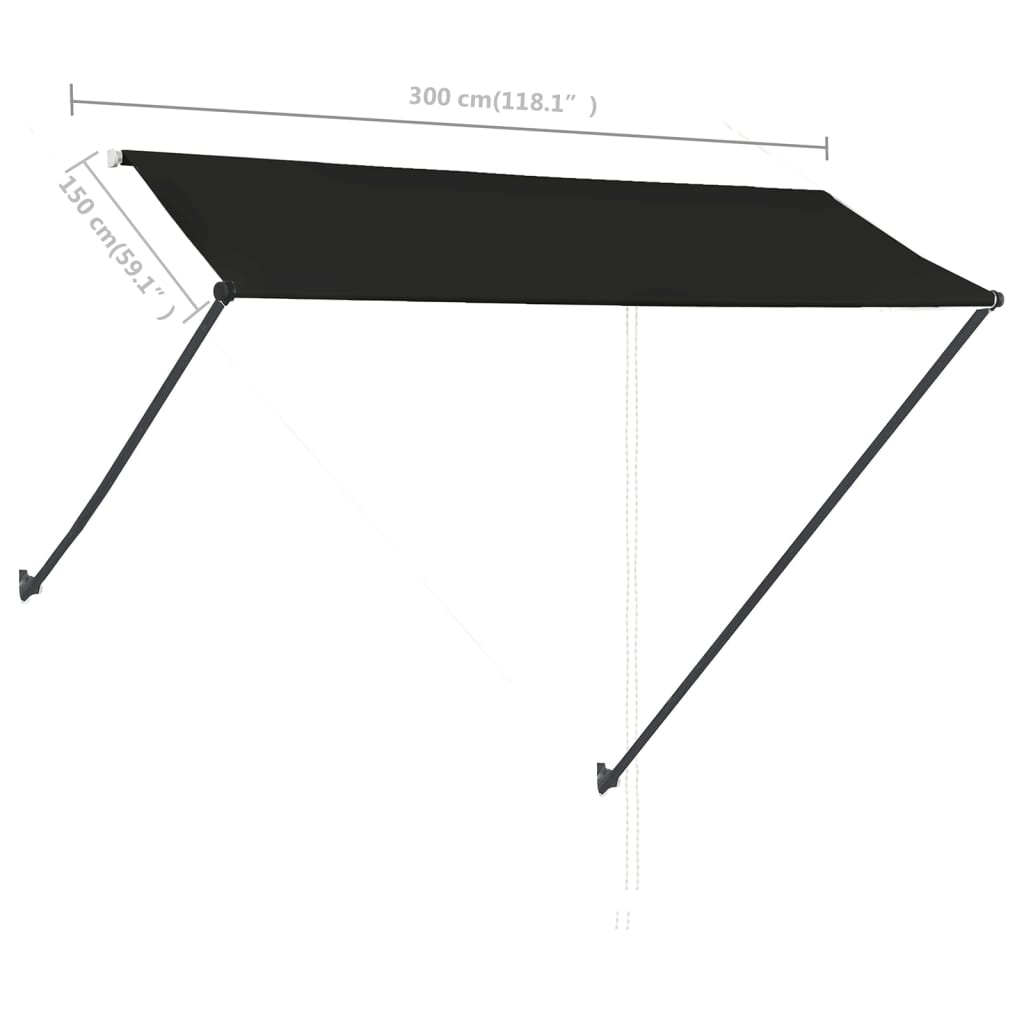 vidaXL Zložljiva tenda z LED lučmi 300x150 cm antracitna