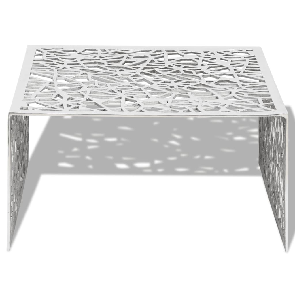 vidaXL Klubska mizica srebrna geometričen odprt dizajn aluminij