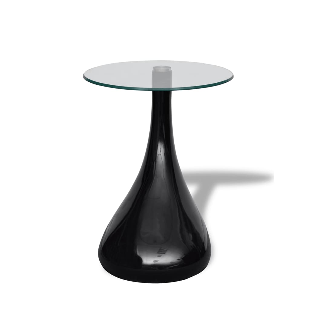 vidaXL Klubska mizica z okroglim steklom visok sijaj črna