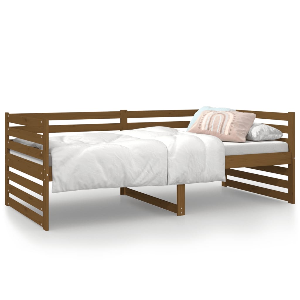 vidaXL Dnevna postelja medeno rjava 90x190 cm trdna borovina