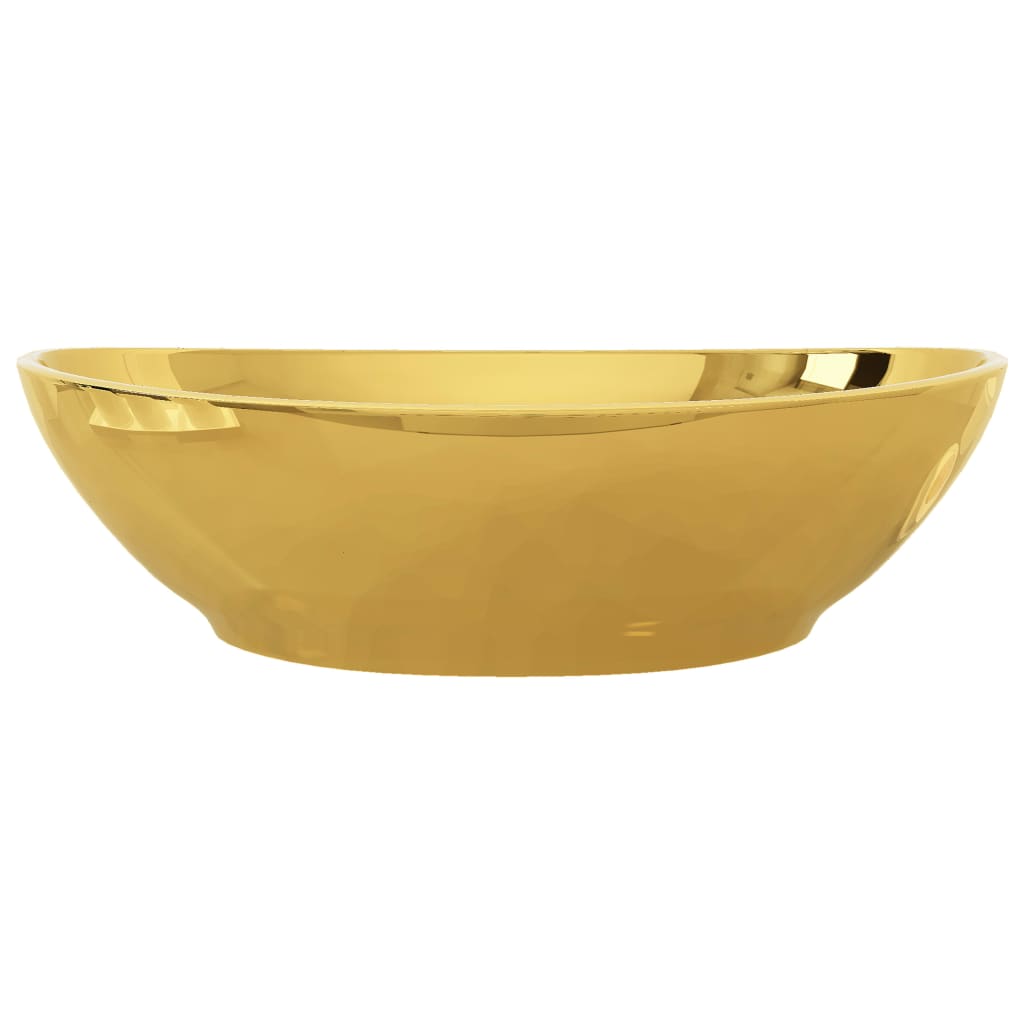 vidaXL Umivalnik keramičen 40x33x13,5 cm zlat