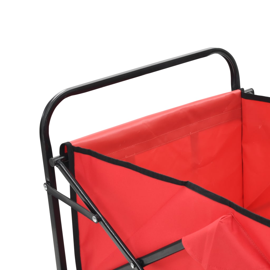 vidaXL Zložljiv ročni voziček jeklen rdeč