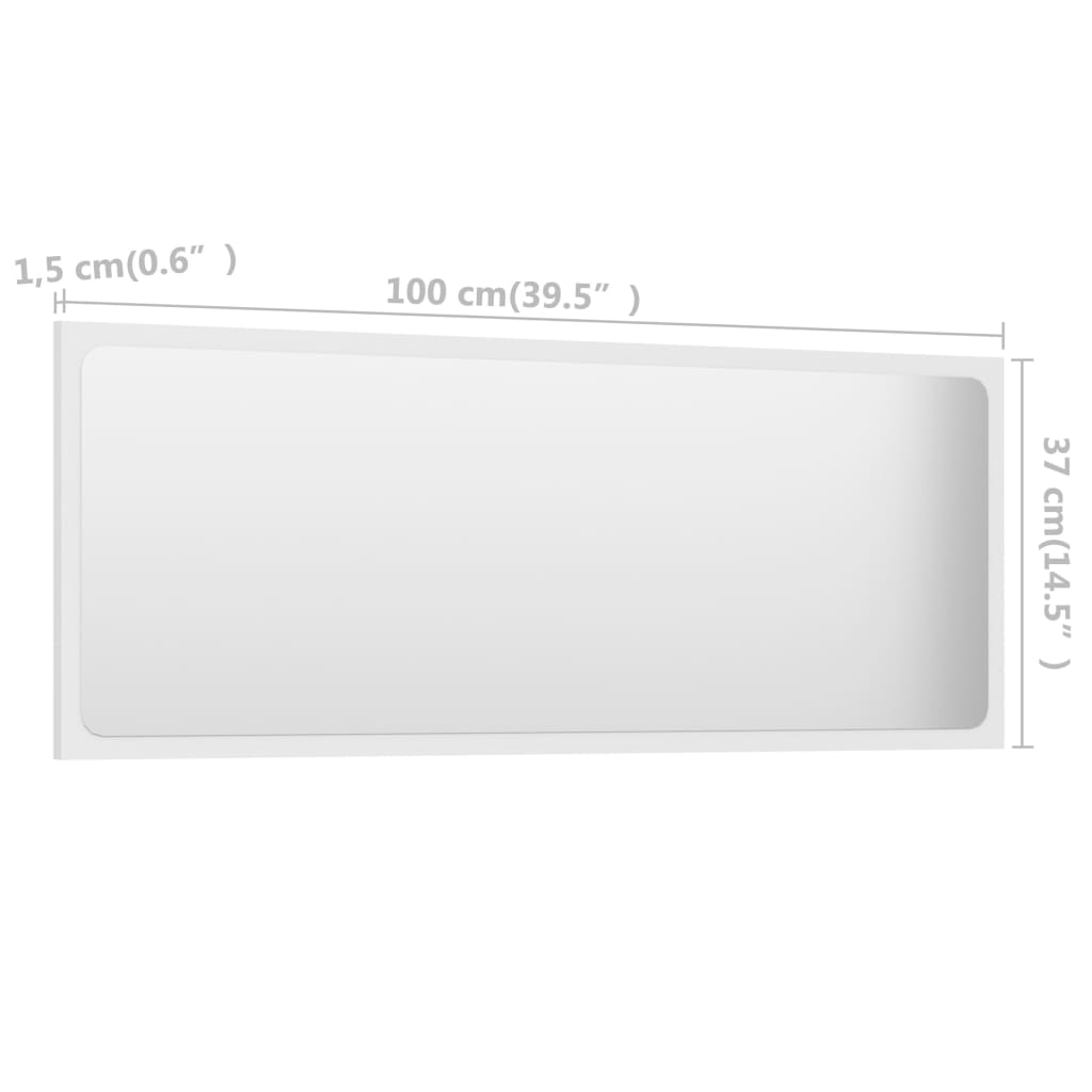 vidaXL Kopalniško ogledalo belo 100x1,5x37 cm iverna pl.