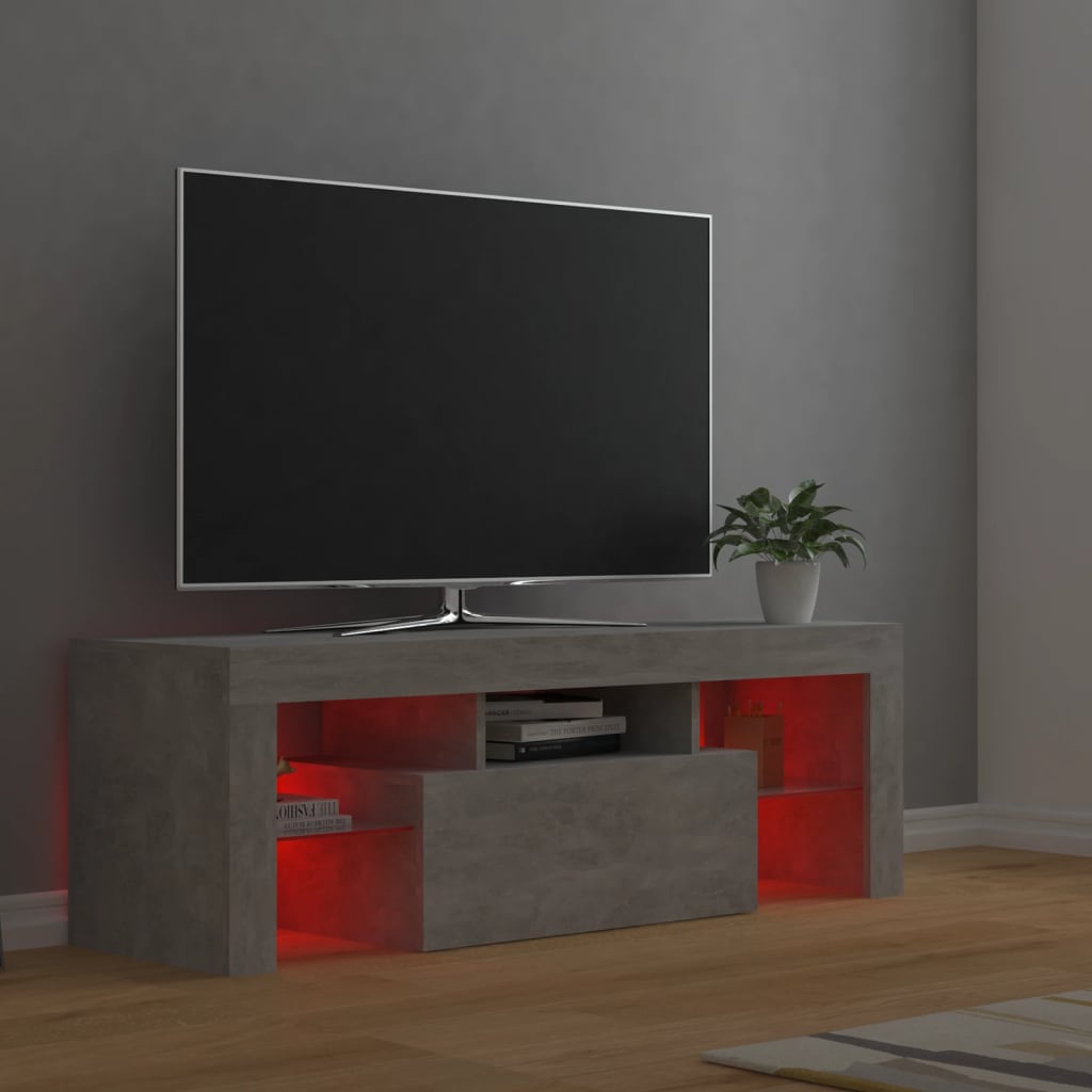 vidaXL TV omarica z LED lučkami betonsko siva 120x35x40 cm