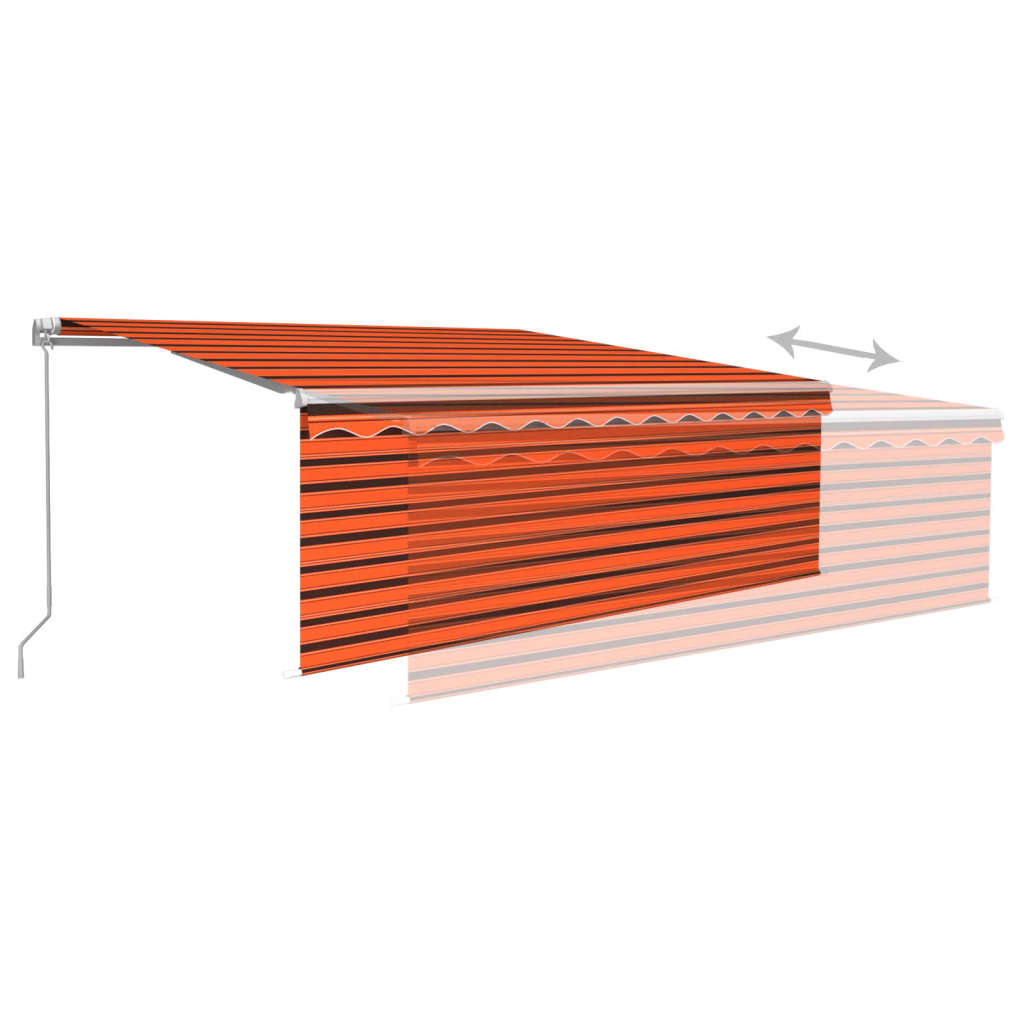 vidaXL Ročno zložljiva tenda s senčilom 4x3 m oranžna in rjava