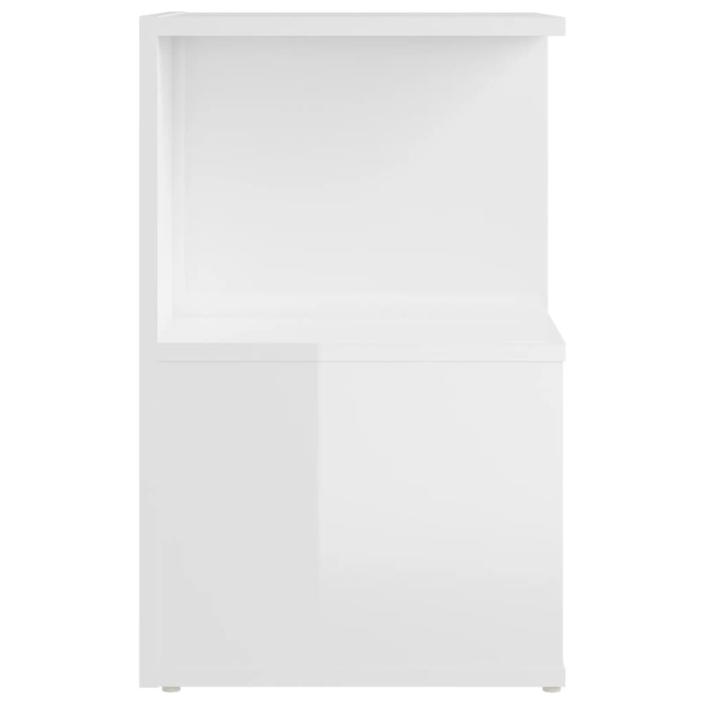 vidaXL Nočna omarica visok sijaj bela 35x35x55 cm iverna plošča