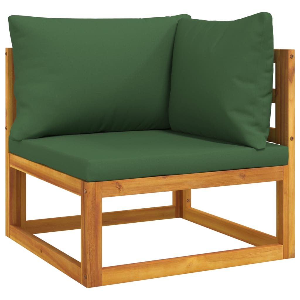 vidaXL Vrtna sedežna garnitura 12-delna z zelenimi blazinami trden les