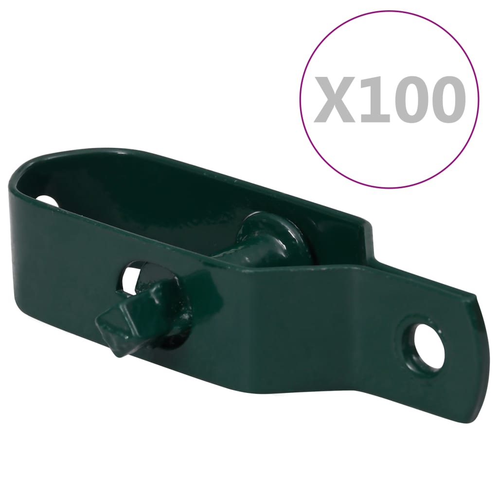 vidaXL Napenjalci žice 100 kosov 100 mm jeklo zelene barve