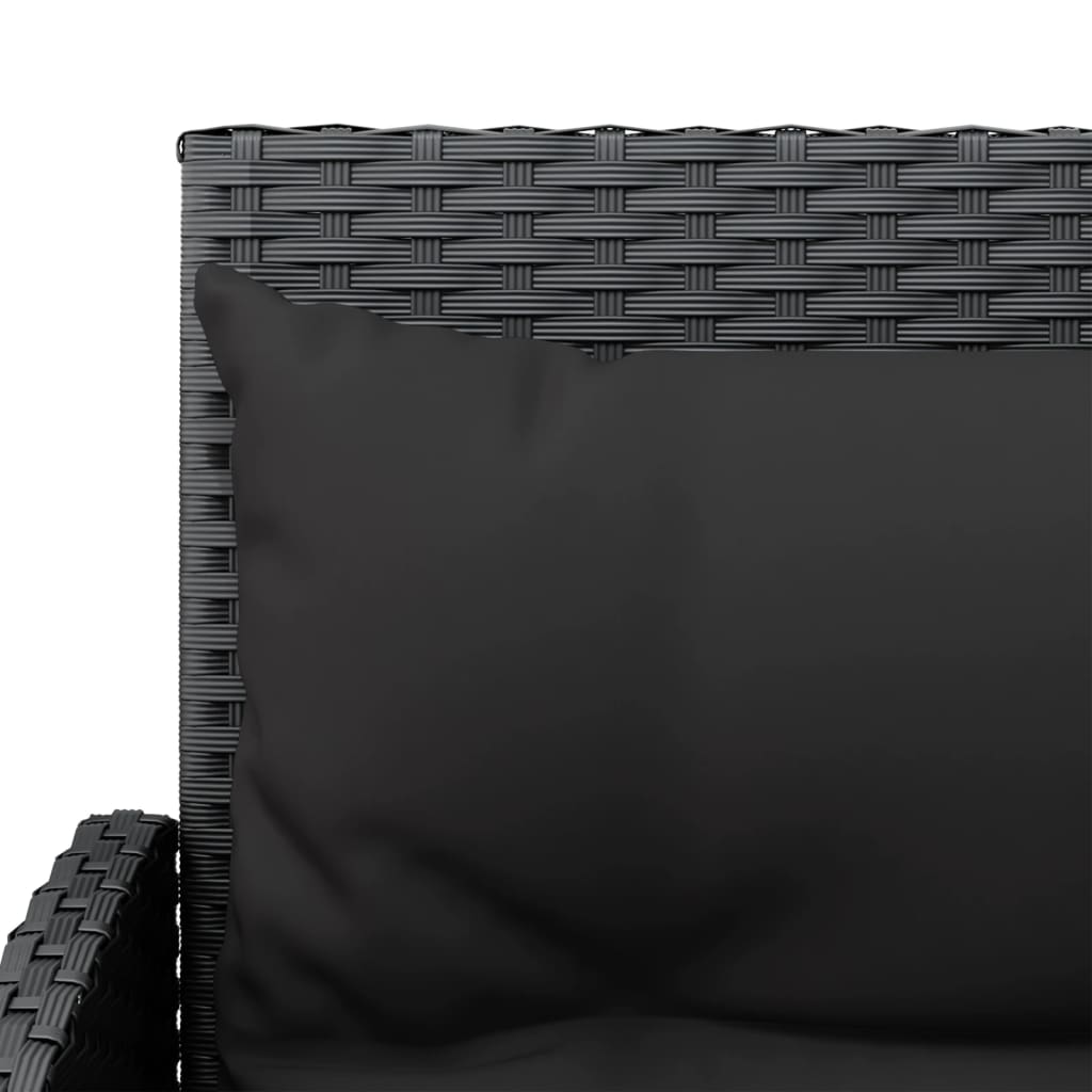 vidaXL Sedežna garnitura L oblike 2-delna z blazinami črn poli ratan