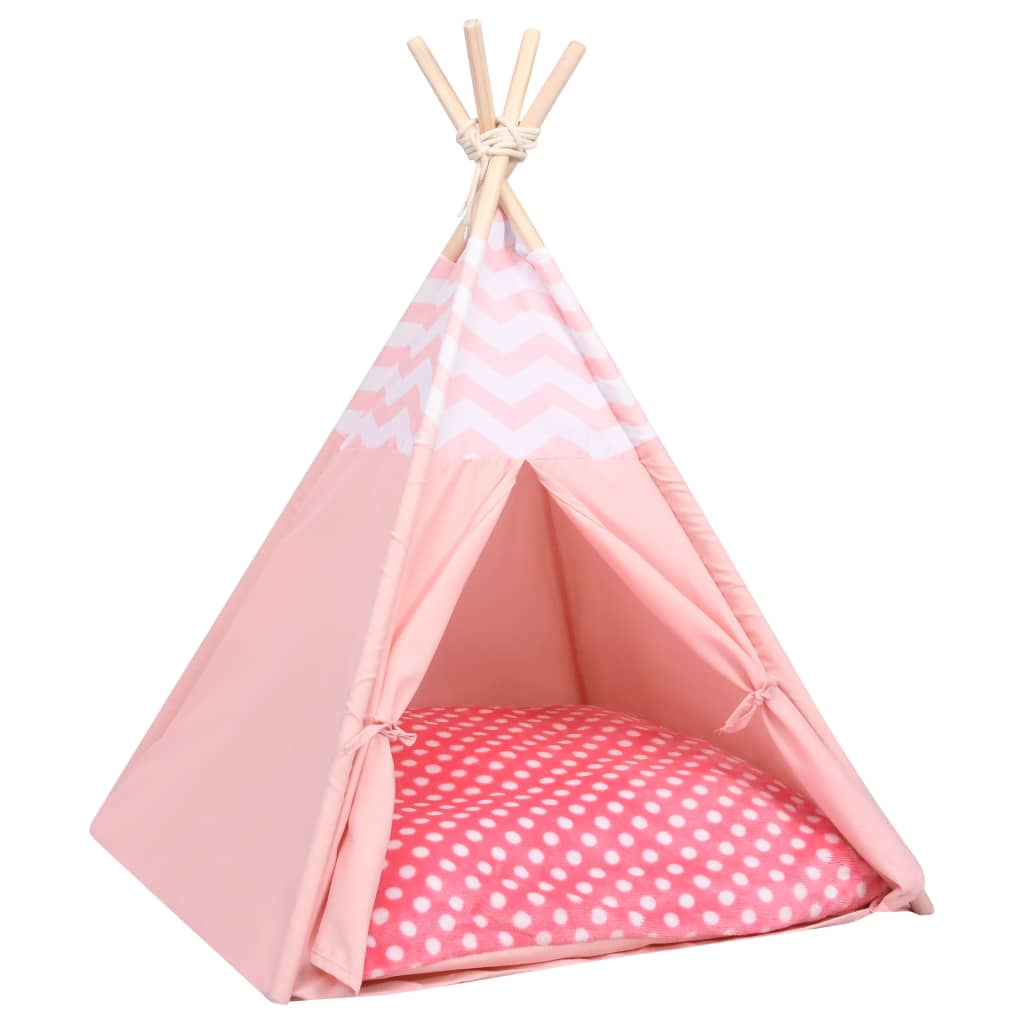 vidaXL Mačji tipi šotor z vrečo peach skin roza 60x60x70 cm