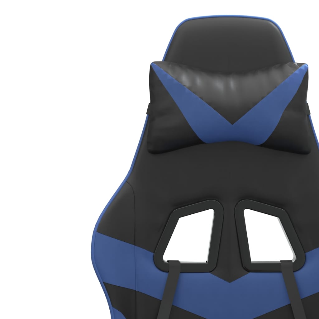 vidaXL Vrtljiv gaming stol črno in modro umetno usnje