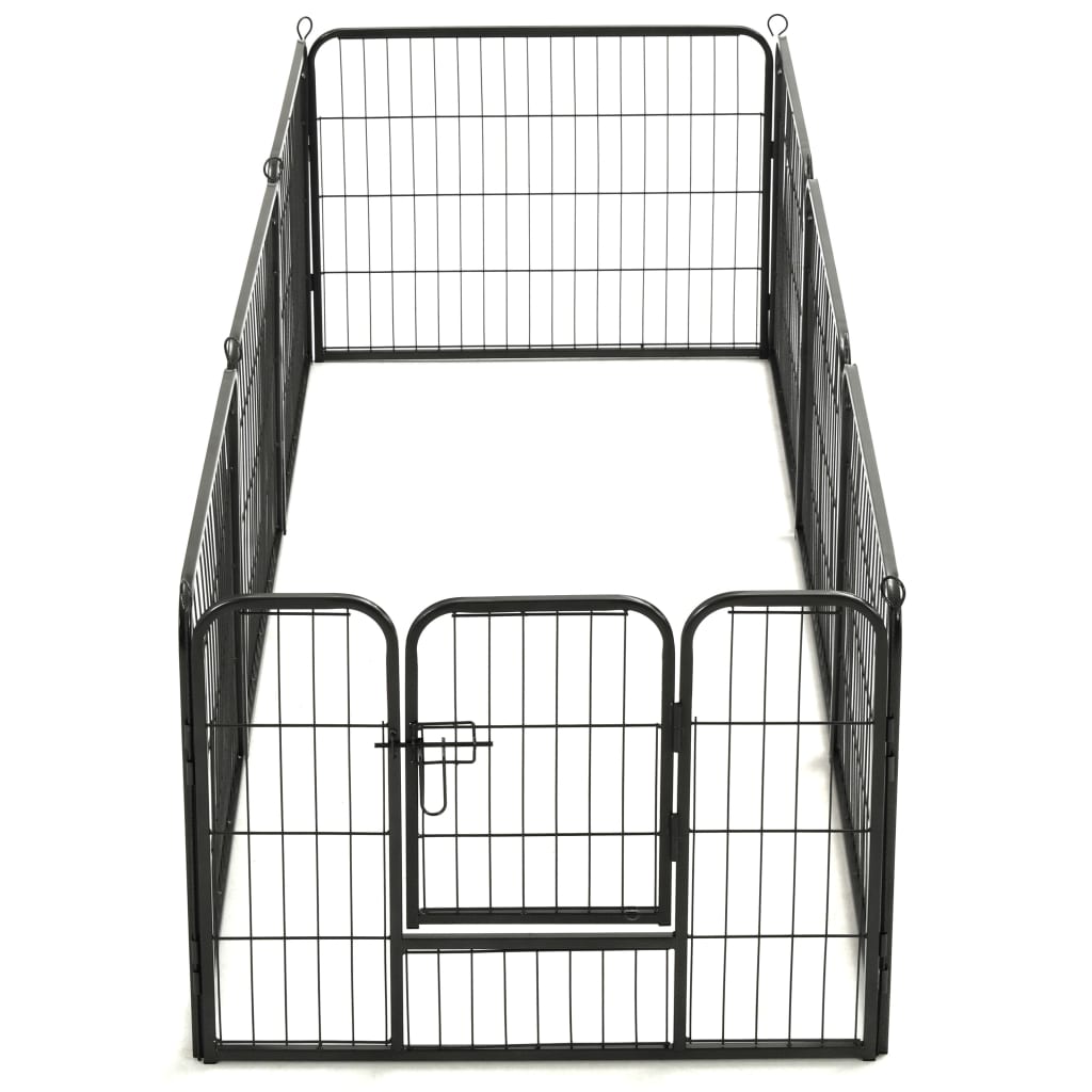 vidaXL Ograda za pse z 8 jeklenimi paneli 60x80 cm črne barve
