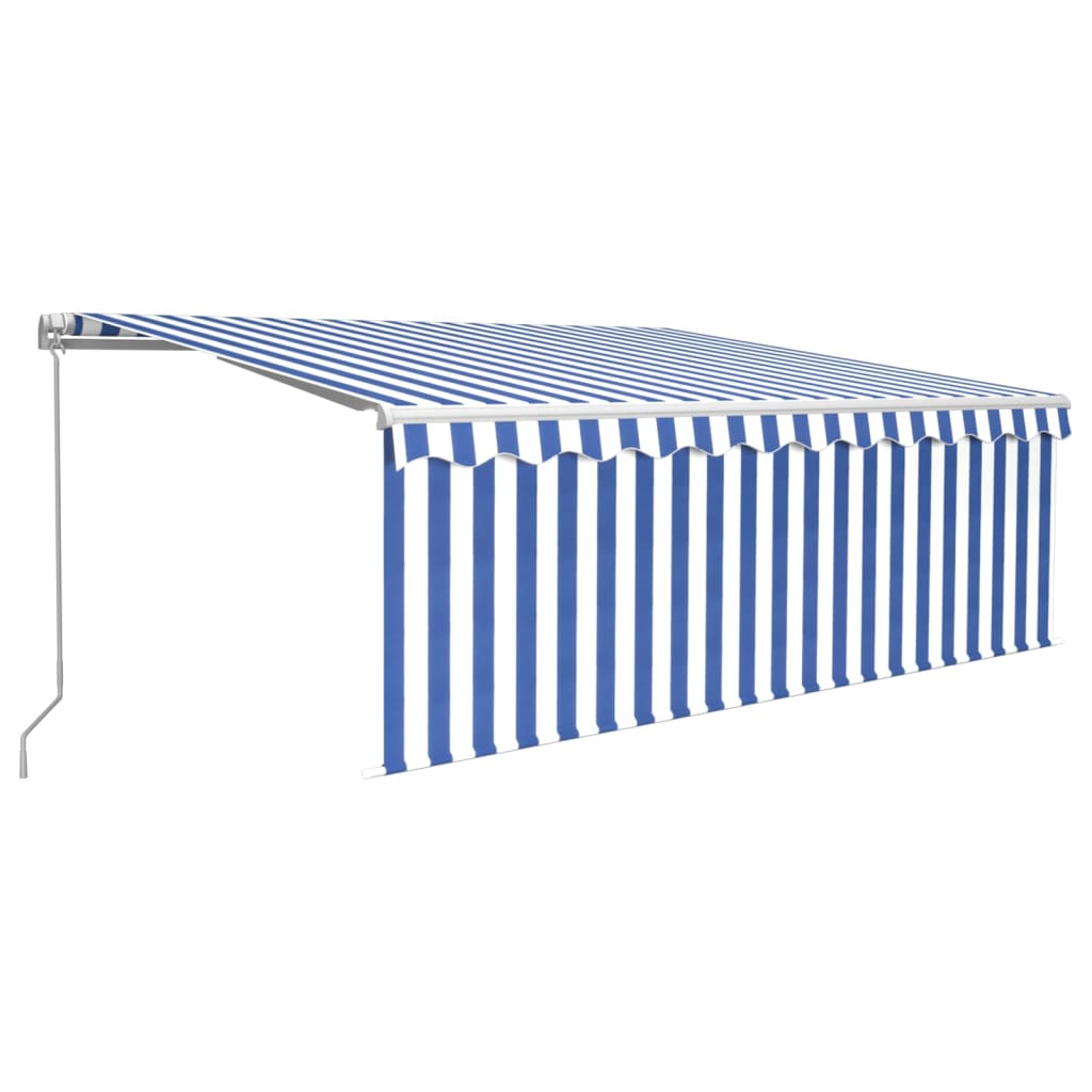 vidaXL Ročno zložljiva tenda s senčilom 4x3 m modra in bela