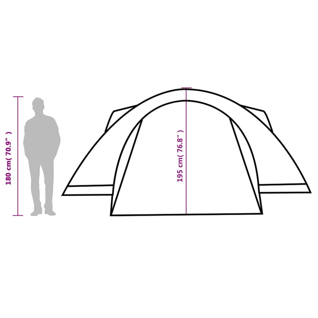 vidaXL Družinski šotor za 8 oseb siv in oranžen vodoodporen
