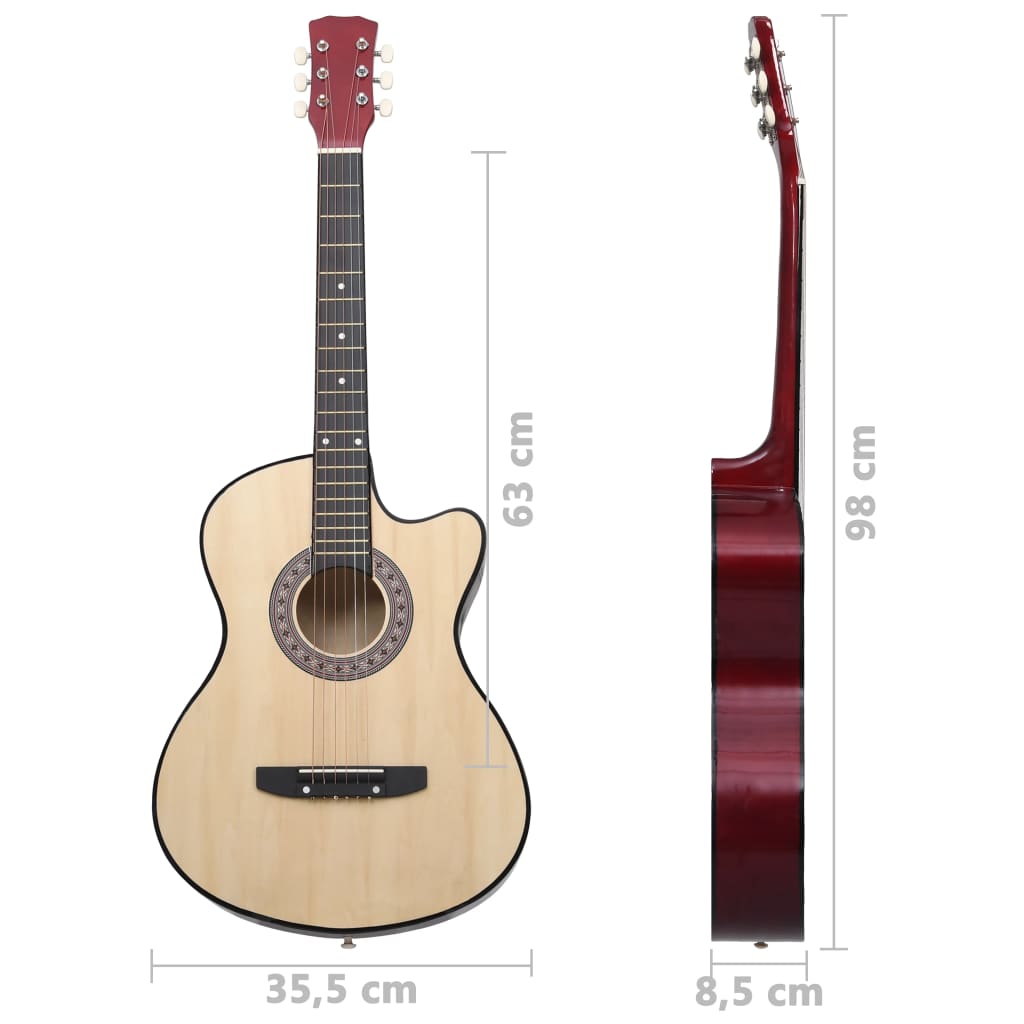 vidaXL Akustična kitara s 6 strunami 38" lipov les