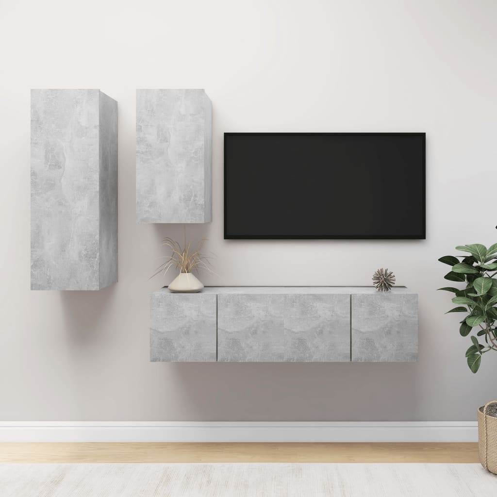 vidaXL Komplet TV omaric 4-delni betonsko siva iverna plošča