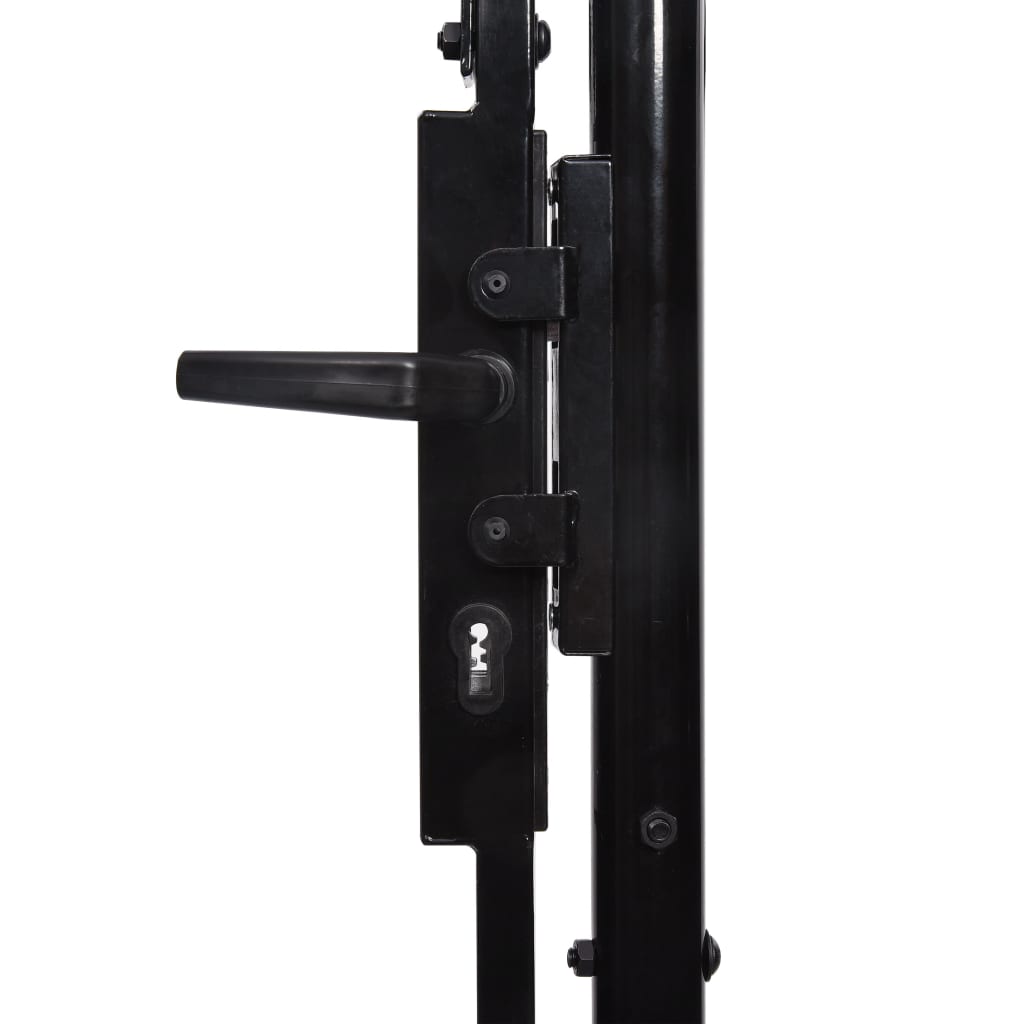 vidaXL Dvojna vrata za ograjo koničasta jeklo 3x1,5 m črna