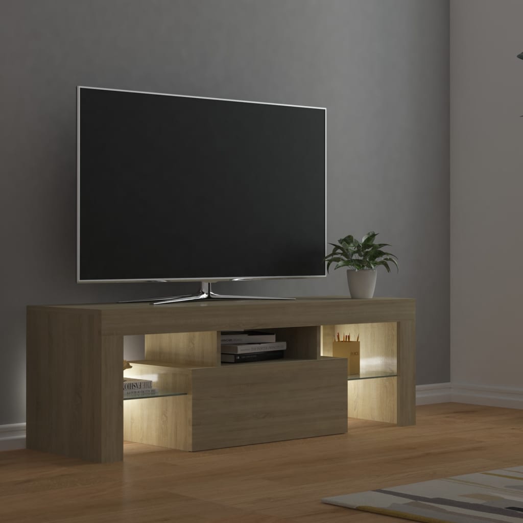 vidaXL TV omarica z LED lučkami sonoma hrast 120x35x40 cm