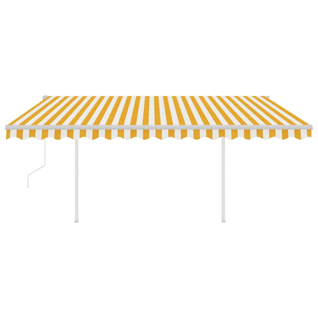 vidaXL Avtomatsko zložljiva tenda s stebrički 4x3 m rumena in bela