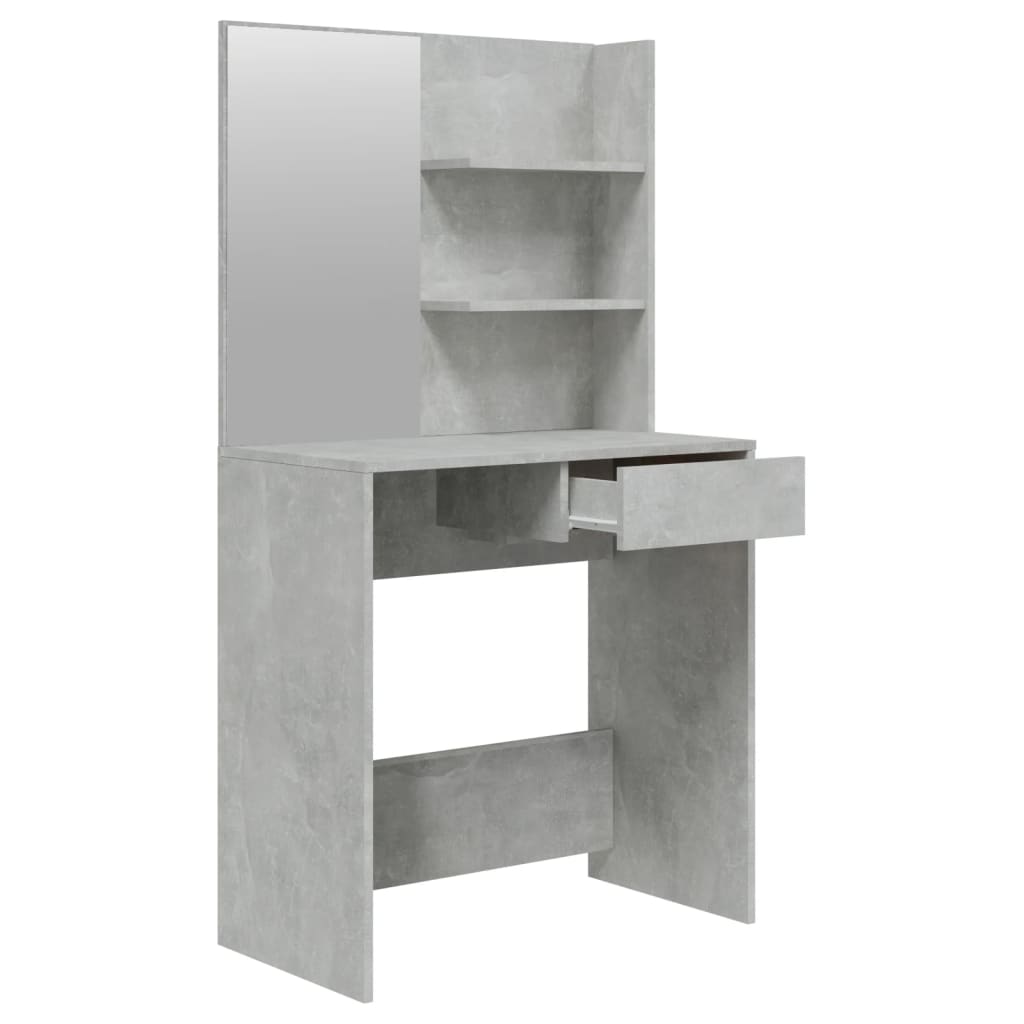 vidaXL Toaletna mizica z ogledalom betonsko siva 74,5x40x141 cm
