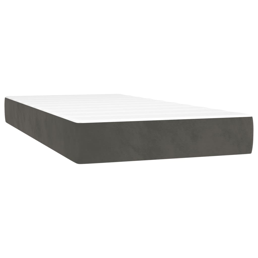 vidaXL Box spring postelja z vzmetnico LED temno siva 120x190 cm žamet