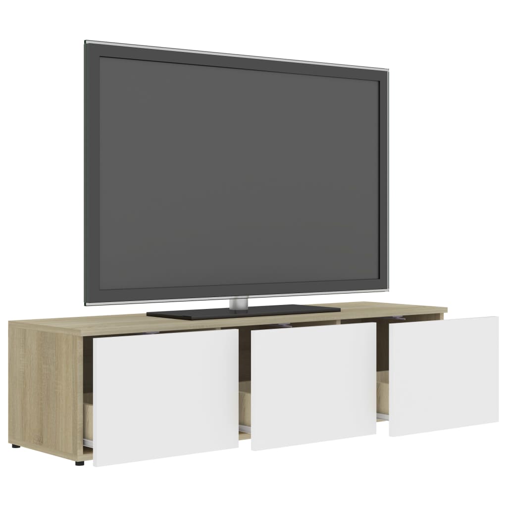 vidaXL TV omarica bela in sonoma hrast 120x34x30 cm iverna plošča