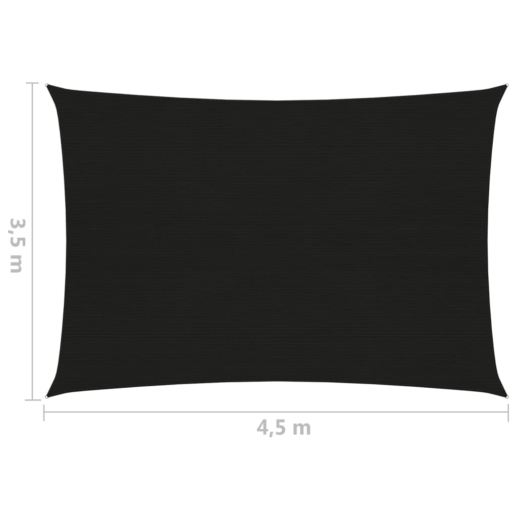 vidaXL Senčno jadro 160 g/m² črno 3,5x4,5 m HDPE